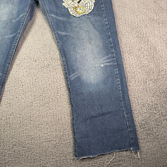 Vintage Y2K Ed Hardy Jeans 38x30 Christian Audigier Embroidered Skull Baggy - Picture 4 of 16